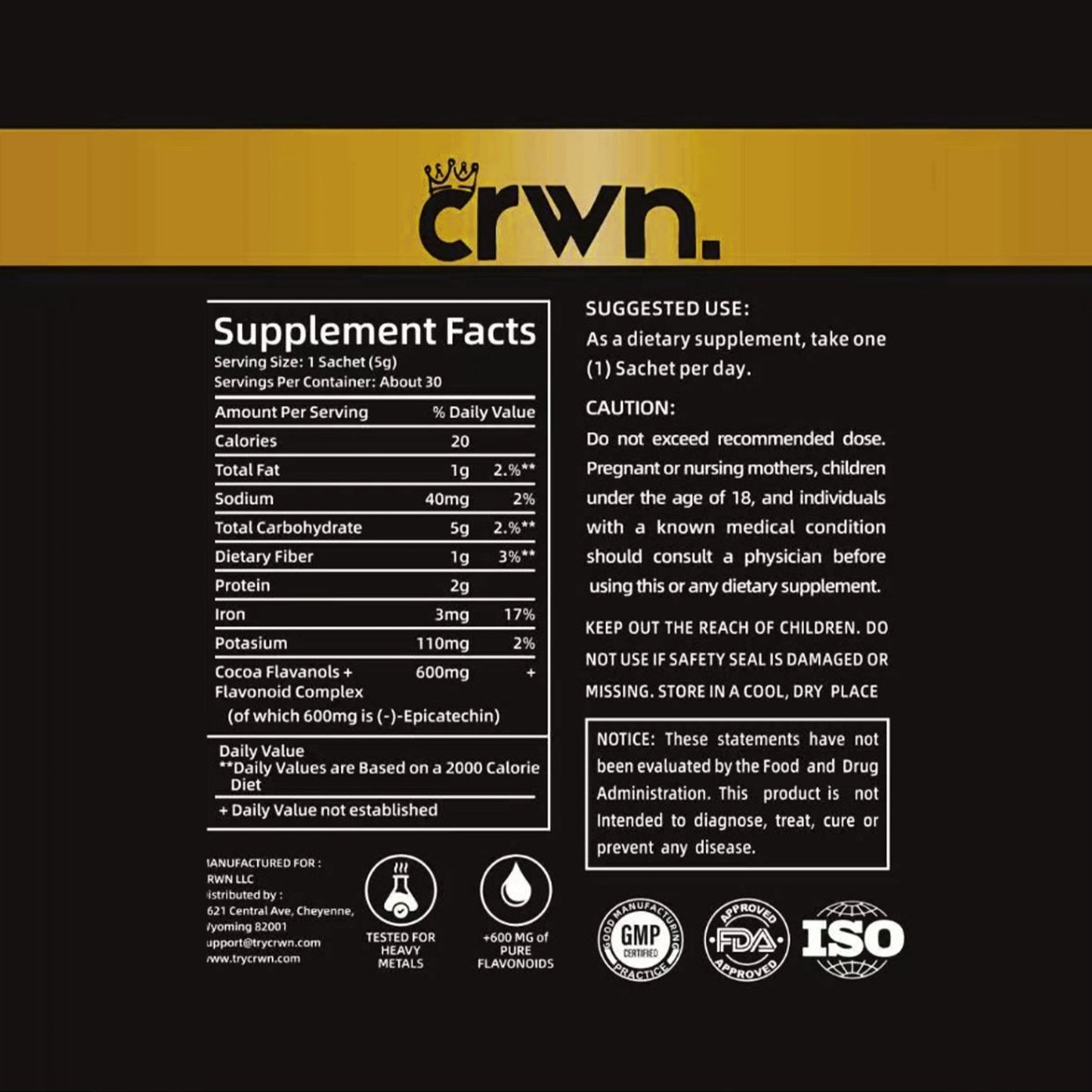 TryCrwn Cocoa Flavanols + Flavonoids - Official CRWN