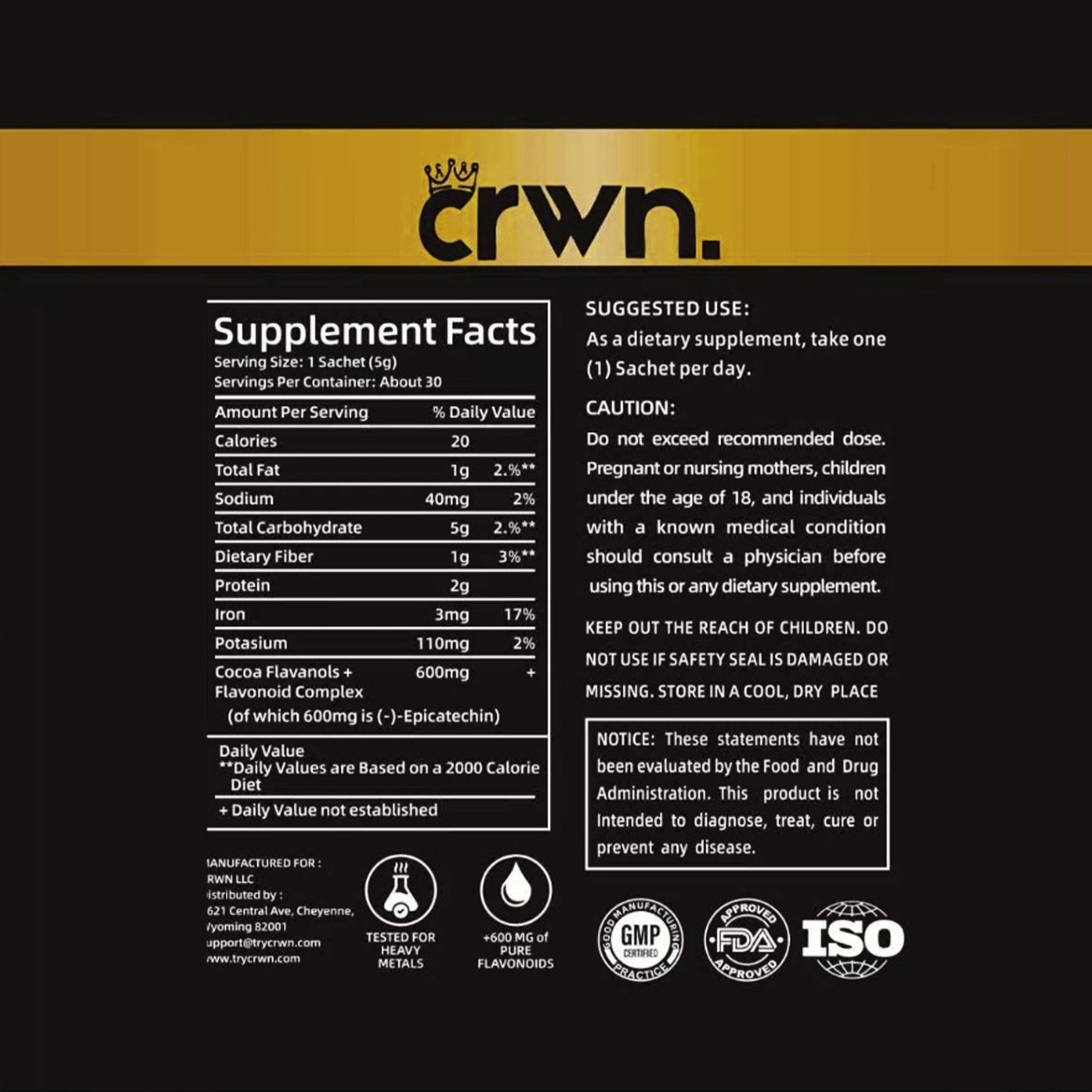 TryCrwn Cocoa Flavanols + Flavonoids - Official CRWN