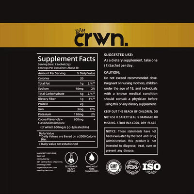 TryCrwn Cocoa Flavanols + Flavonoids - Official CRWN